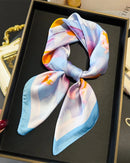 Floral Print Satin Square Scarf