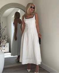 Square Neck Backless Zipper Maxi Dress