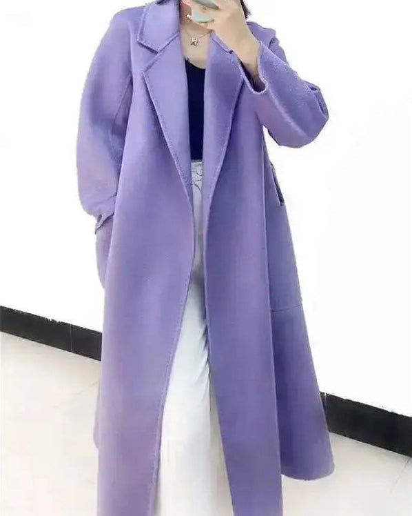 Belted Wool-Blend Wrap Coat