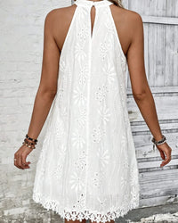 Eyelet Embroidered Halter Neck Dress