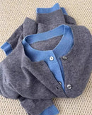 Cashmere Knitted Cardigan Faux Two-Piece Sweater