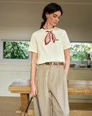 T-Shirt With Embroidered Scarf At The Neckline
