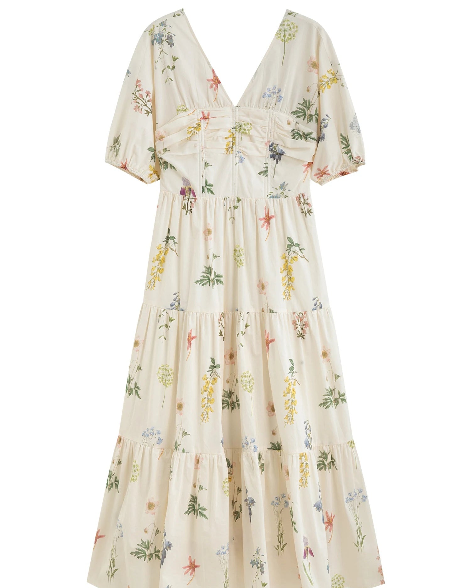 Holiday Style Flower Print V-neck Dress