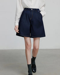 Wide-Leg Denim Shorts