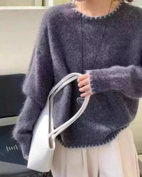 Merino Wool Patchwork Round Neck Pullover