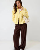 Oversized Knit Zip Cardigan Stand Collar