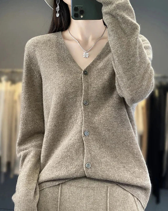 Merino Wool V-Neck Cardigan