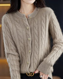 Mink Cashmere Cable Knit Cardigan