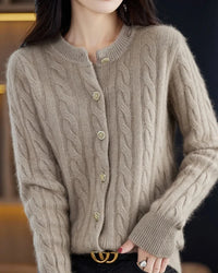 Mink Cashmere Cable Knit Cardigan