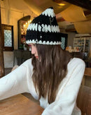 Striped Crochet Cat-Ear Beanie