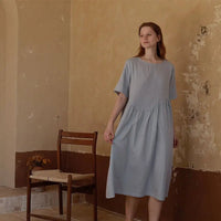 Round Neck Cotton Double-layer Nightdress