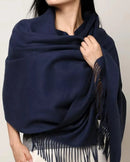 A faux cashmere thick wrap scarf featuring a soft, cozy texture and a generous drape for versatile, elegant warmth in cooler weather.