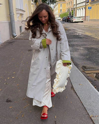 Women Stand Collar Long Trench Coat