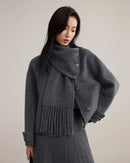 Detachable Scarf Collar Wool Coat