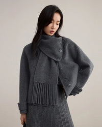 Detachable Scarf Collar Wool Coat
