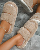 Women's Plush Open-Toe Winter Slippers