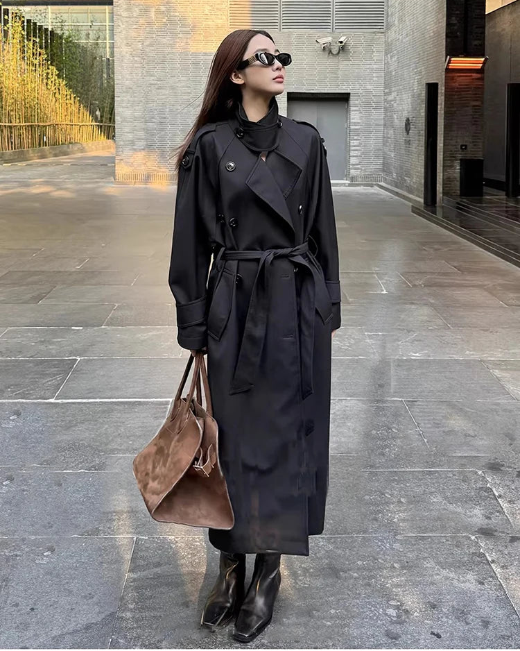 Double Breasted Longline Trench Coat