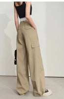 Solid Drawstring Wide-leg Pants