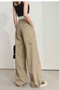 Solid Drawstring Wide-leg Pants