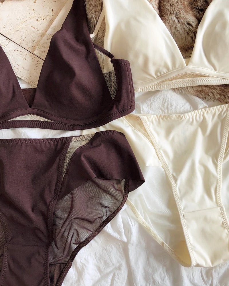 Sexy Deep V Push-Up Cutout Bra Set