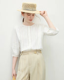 Round Neck Lace Lantern Sleeve Elegant Shirt