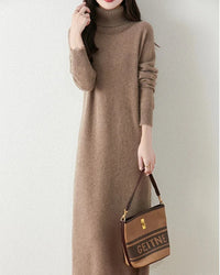 Merino Wool Turtleneck Knit Dress