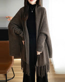 Wool Loose Long-Sleeved Tassel Shawl