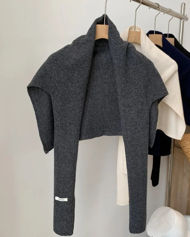 Knit Wool T-Shape Shawl Scarf