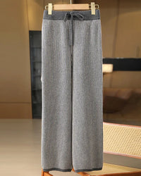 Merino Wool Striped Wide-Leg Trousers