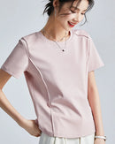 Knitted Mercerized Cotton Crew-Neck T-Shirt