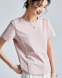 Knitted Mercerized Cotton Crew-Neck T-Shirt