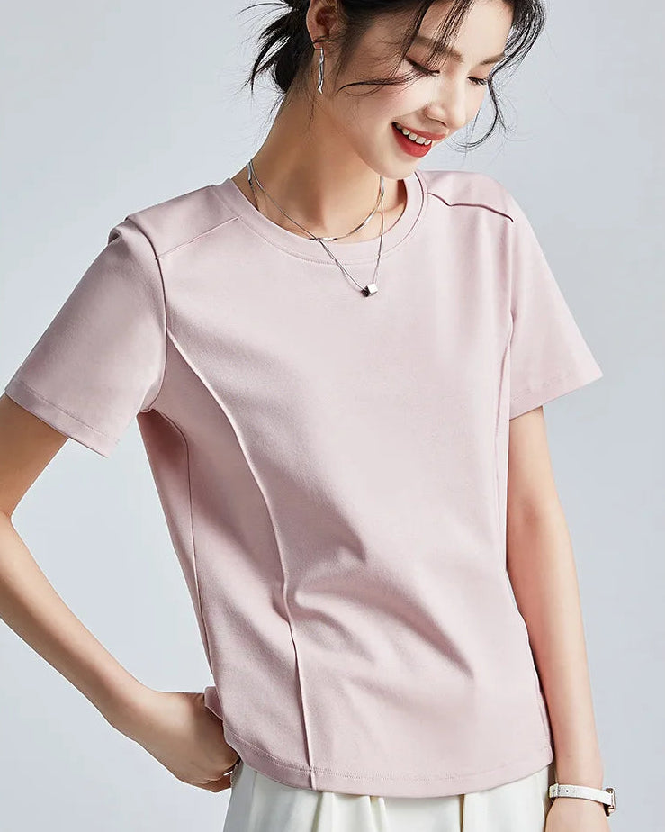 Knitted Mercerized Cotton Crew-Neck T-Shirt