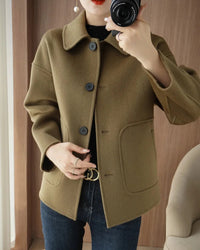Classic Refined Wool Buttoned Overcoat