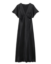 Summer Satin Pleated Midi Dress