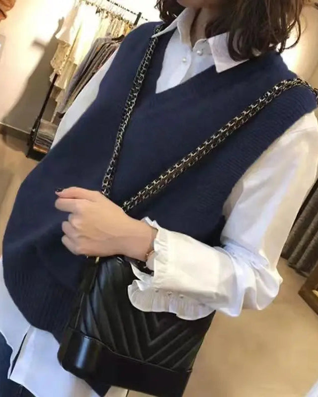 Heavyweight V Neck Knit Vest