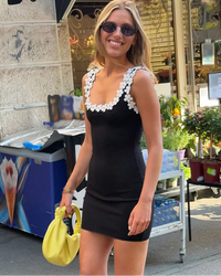 Square collar sleeveless backless A-line mini dress in lanon fabric. Slim fit, non-stretch — a sexy, chic solid summer beach and fashion dress for women.
