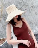 Foldable Wide-Brim Cotton Linen Sun Hat