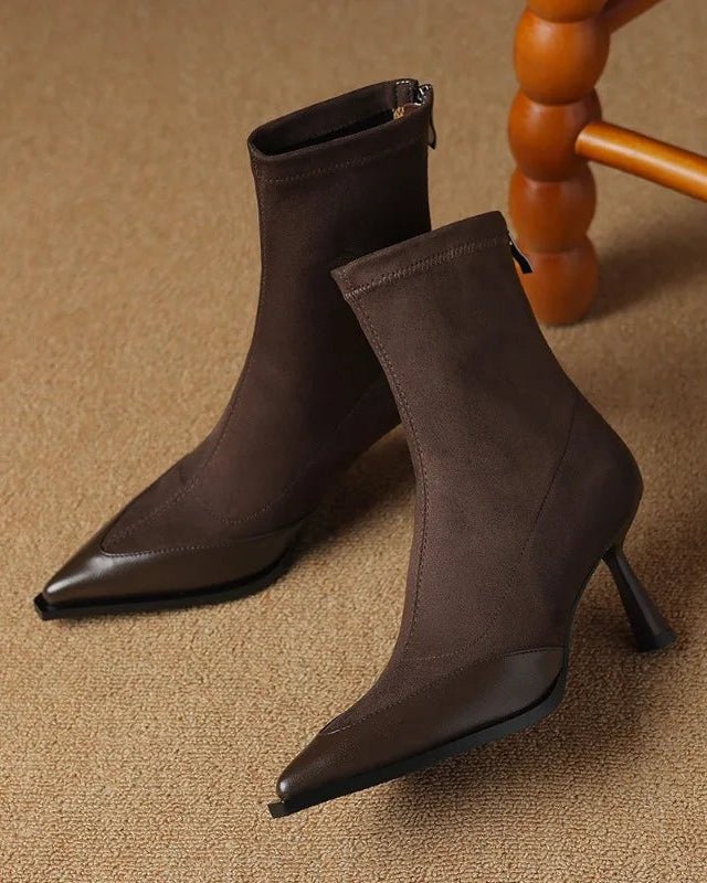 Retro Pointed-Toe Stiletto Ankle Boots