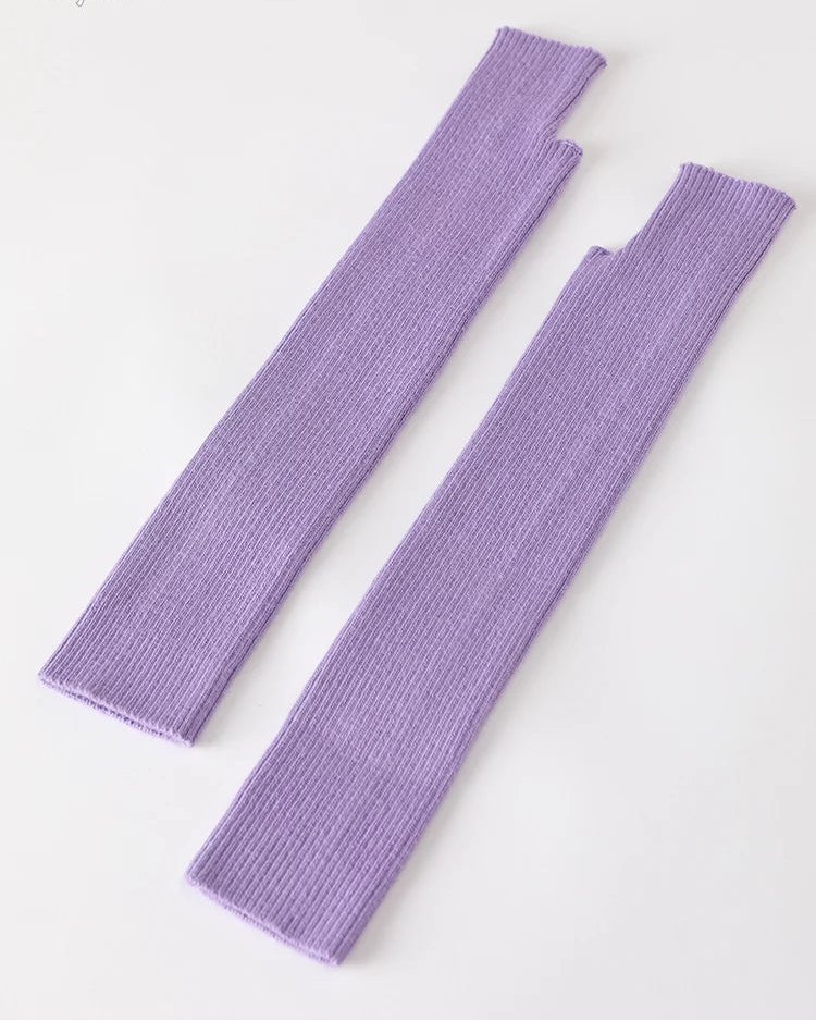 Wool Blend Knit Long Arm Warmers