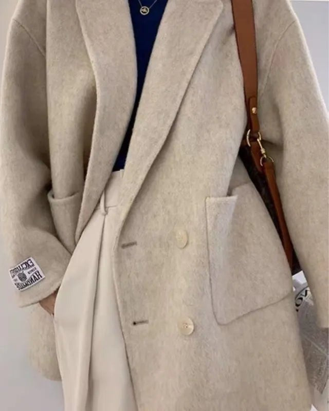 Double Breasted Oversized Short Wool Coat