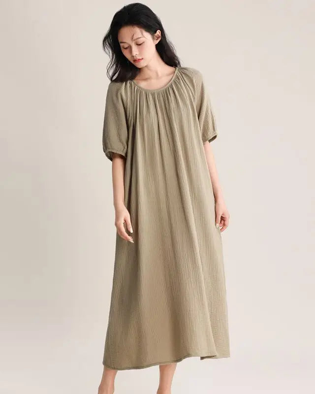 Relaxed Cotton Short Sleeve Sleep Dress