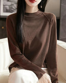 Loose-Fit Crew Neck Long-Sleeve Knitted Pullover