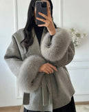 Double-Faced Wool Blend Short Coat