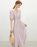 Puff Sleeve Square Neck French Style Dress