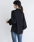Lantern Sleeve Stand Collar Shirt