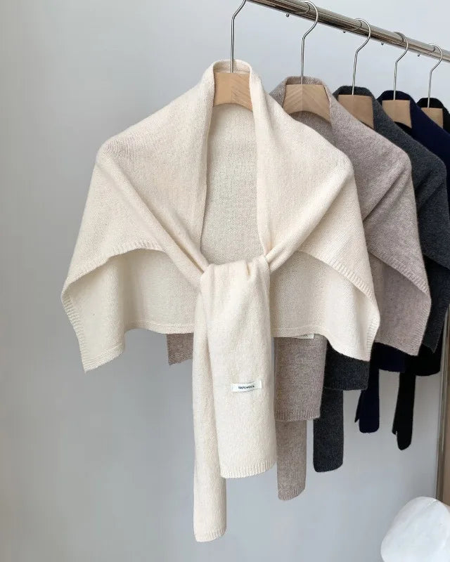 Knit Wool T-Shape Shawl Scarf