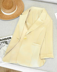 Relaxed Three-Quarter Sleeve Suit Jacket