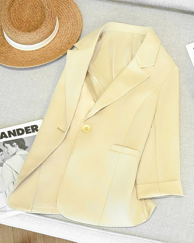 Relaxed Three-Quarter Sleeve Suit Jacket