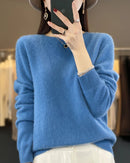 Merino Wool O-Neck Knit Sweater