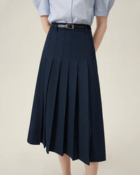 New Belted Elegant Pleated Maxi Skirt